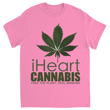 Load image into Gallery viewer, Rastafari JAMS Reggae Radio - iHeart Cannabis (LIGHT colored) T-Shirts
